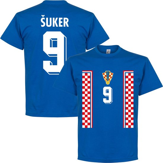 Kroatië Suker 1998 Retro T-Shirt - Blauw - XL