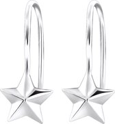 Joy|S - Zilveren ster oorbellen egaal oorhangers Sterling zilver 925