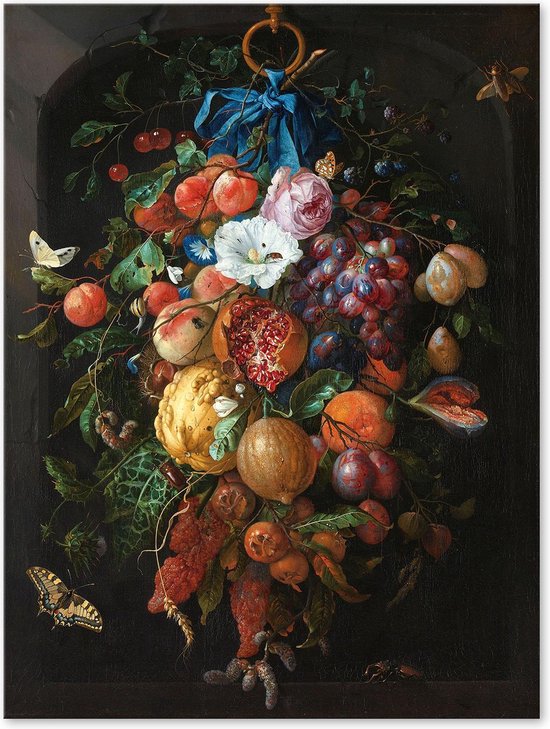 Graphic Message - Schilderij op Canvas - Festoen van Vruchten en Bloemen - de Heem