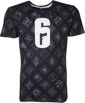 Rainbow Six Siege Heren Tshirt -M- All Over Print Logo Zwart