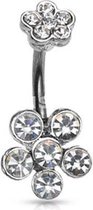 Navelpiercing dubbele bloem wit