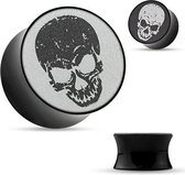 16 mm Double-flared plug 3D hologram skull