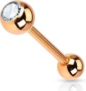 Tongpiercing rose gold plated wit