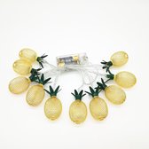 Licht snoer lichtslinger lampjes ananas - Goud / Groen - 8 led lampen op battterij