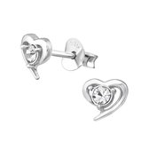 Joy|S - Zilveren hartje oorbellen kristal 6 mm