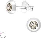 Joy|S - Zilveren petit oorbellen 5 mm grijs Swarovski