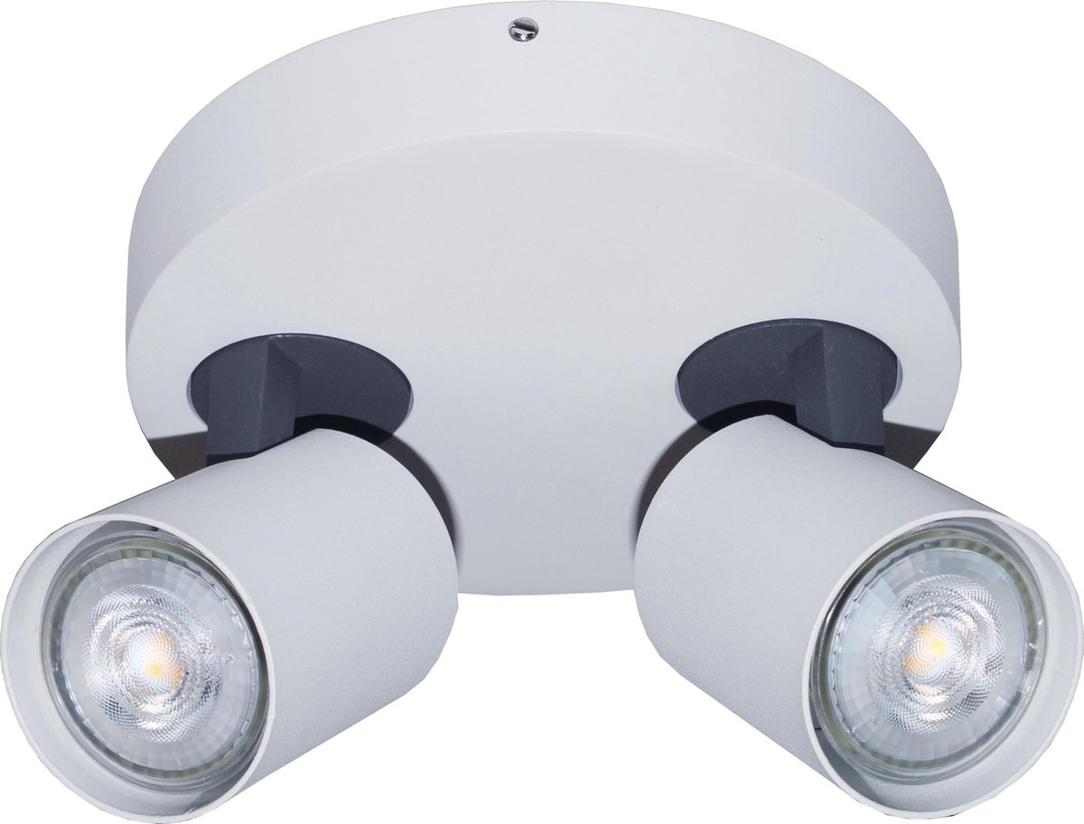 Artdelight - Plafondlamp Vivaro 2L Rond - Wit / Antraciet - 2x LED 4,9W 2200K-2700K - IP20 - Dim To Warm