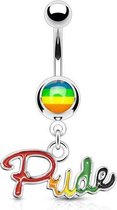 Navelpiercing Gay Pride met epoxy pride hanger ©LMPiercings