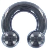 Circular Barbell piercing Zwart - 6 mm
