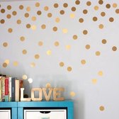 Gold Dots Wanddecoratie Muurstickers - Rondjes / Stippen Decoratie Stickers - Muurstickers Slaapkamer / Babykamer / Kinderkamer - Set Van 52 Stuks - 4CM