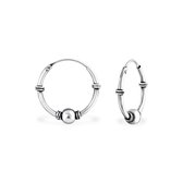 Zilver Bali oorringen met 3 decoraties 16mm | Bali creolen | Sterling 925 Silver (Echt zilver)