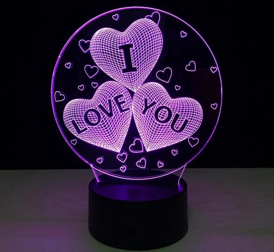 3D Led Nachtlamp Led Lamp Hartjes Kinderkamer