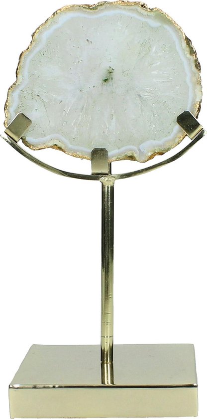 Kandelaar Agaat steen - 10 x 10 x 25 cm - goud - metaal - woonaccessoires -  decoratie | bol.com
