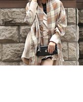 Klassieke Schotse ruit Sjaal Beige - Naturel - Zand - Rose - Cape - Stola - Omslagdoek | Ruit - Plaid | Cashmere | Stijlvolle Accessoire | Trend 2022 | Lekker warm voor de Winter!