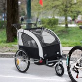 2-in-1 Kinderfietskar Jogger - Fietskar Wandelwagen - Fietsaanhanger Buggie Loopwagen - Fietskar Waterdicht & Inklapbaar - Universele Koppeling - 2 Kinderen - Zwart/Wit