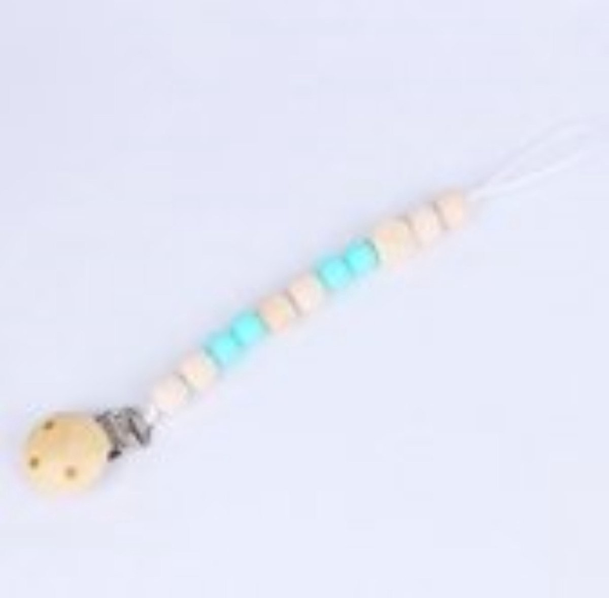 Kit DIY attache tétine ourson perles bois naturel et crochet vert menthe et  pêche - normes CE , NF 71