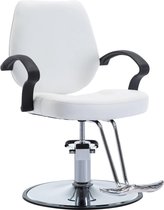 Kappersstoel Kunstleer Wit (Incl Kammenset 3delig) - Kapper stoel - Barberstoel - Barbierstoel - Behandelstoel