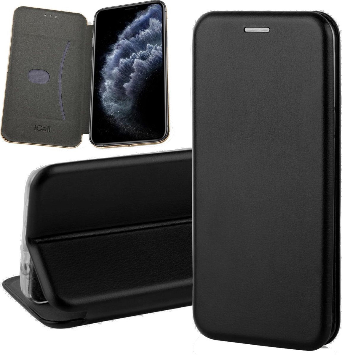 Hoesje geschikt voor iPhone 11 Pro Max - Book Case Kunstleer ThinShield Zwart