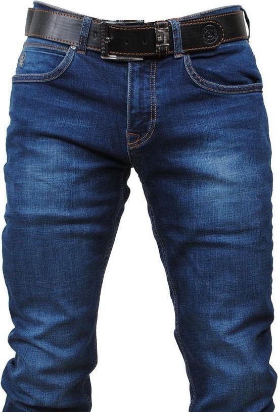 Cobbelti - Heren Jeans met gratis Riem - White Wash - Slim Fit - Stretch - Lengte  36 -... | bol.com