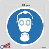 Ademhalingsbescherming, Gasmasker verplicht pictogram sticker 20 cm.