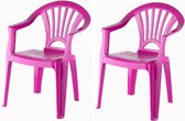 2x Roze stoeltjes voor kinderen 51 cm - Tuinmeubelen - Kunststof binnen/buitenstoelen voor kinderen
