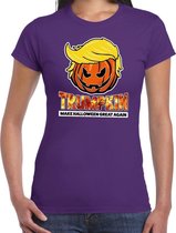 Trumpkin make Halloween great again t-shirt paars voor dames XS