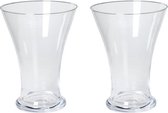 2x Taps uitlopende glazen vaas voor tulpen/bloemen boeketjes 25 cm - Bloemenvaas - Decoratieve vazen