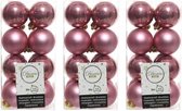48x Oud roze kunststof kerstballen 4 cm - Mat/glans - Onbreekbare plastic kerstballen - Kerstboomversiering oud roze