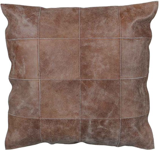 Quattro Meble Antic Braun echt leren kussen, 30 x 60 cm, sofa, decoratief kussen, echt leer, sierkussen, rugkussen, rundleer, model P&Z4el