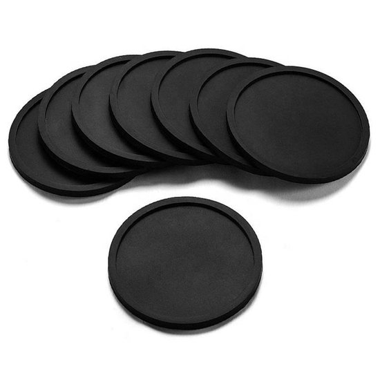 Siliconen onderzetters voor glazen | zwart | 4 stuks, 1 houder - onderzetters voor glazen | onderzetters voor pannen - BDB Trading