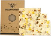 Lingettes à la cire d'abeille - lot de 3 cire d'abeille - Conservation durable des aliments