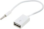 3,5 mm AUX-audio male naar USB 2.0 female OTG-adapter wit – 15 cm