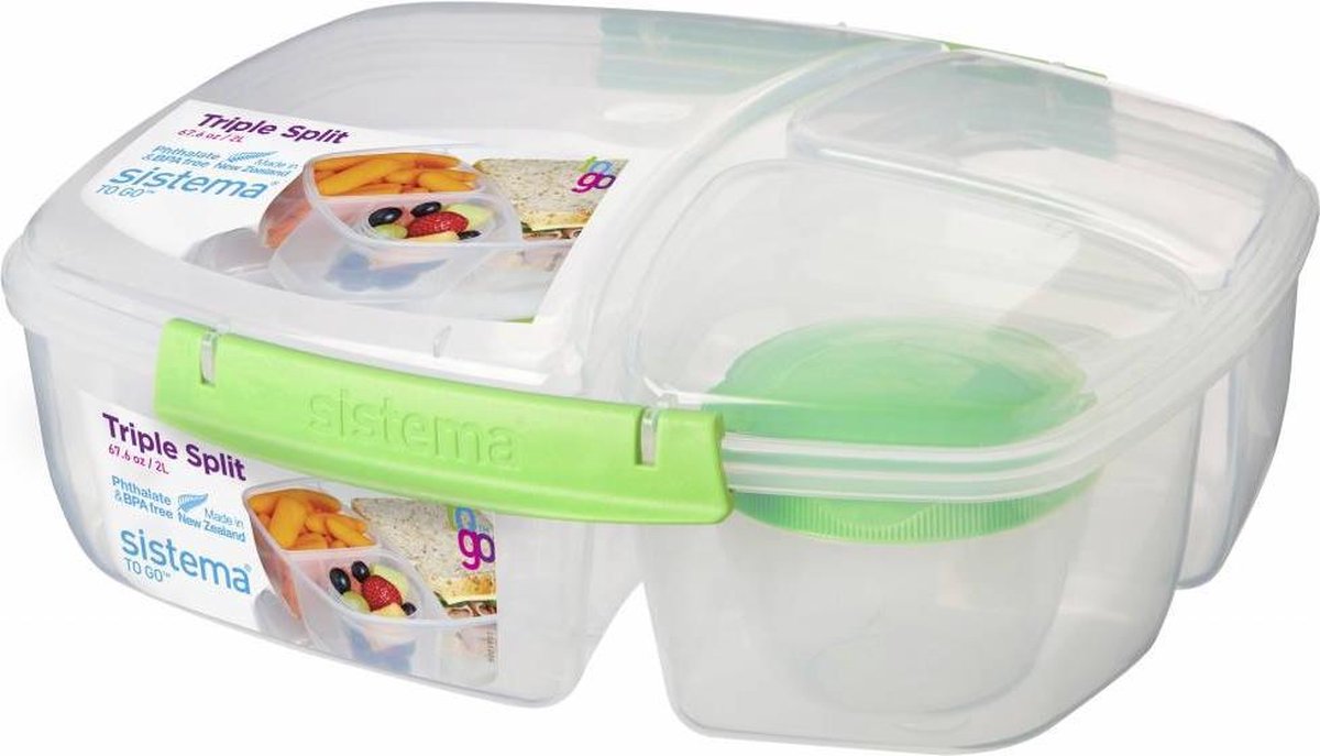 Sistema Lunchbox Triple Split met Yoghurtbakje - Groen