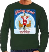 Foute Kersttrui / sweater - History repeats man with beard talks too much  - groen voor heren - kerstkleding / kerst outfit S (48)