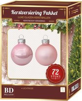 Glazen Kerstballen set 72-delig roze - Kerstboomversiering roze