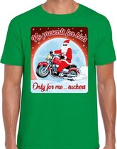 Fout Kerstshirt / t-shirt - No presents for kids only for me suckers - motorliefhebber / motorrijder / motor fan  groen voor heren - kerstkleding / kerst outfit L