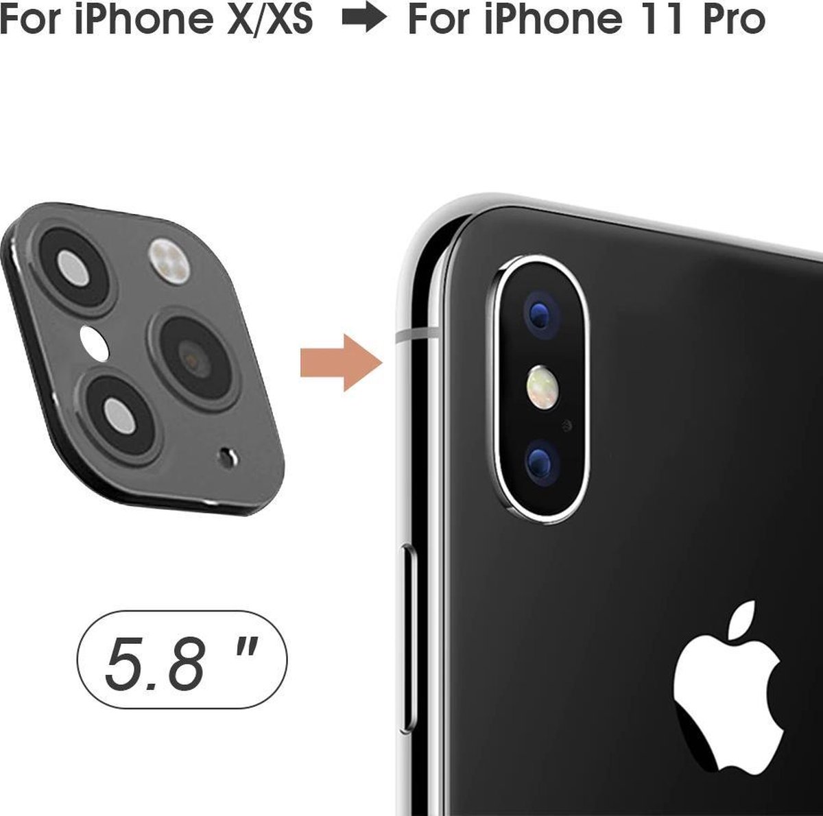 Protection Caméra Arrière Faux Appareil Autocollant iPhone 11 Pro et Pro  Max - Or p. Apple iPhone X, XS et XS Max - Français