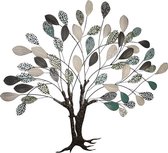 Wanddecoratie levensboom Levensboom metaal- roestbruin- wanddecoratie - Muurdecoratie - Metaal - Levensboom metaal- blauw grijs wit