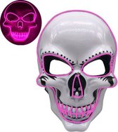 Led Masker Halloween - Roze - Doodskop - Doodshoofd - 3 ledfuncties - 4 kleuren