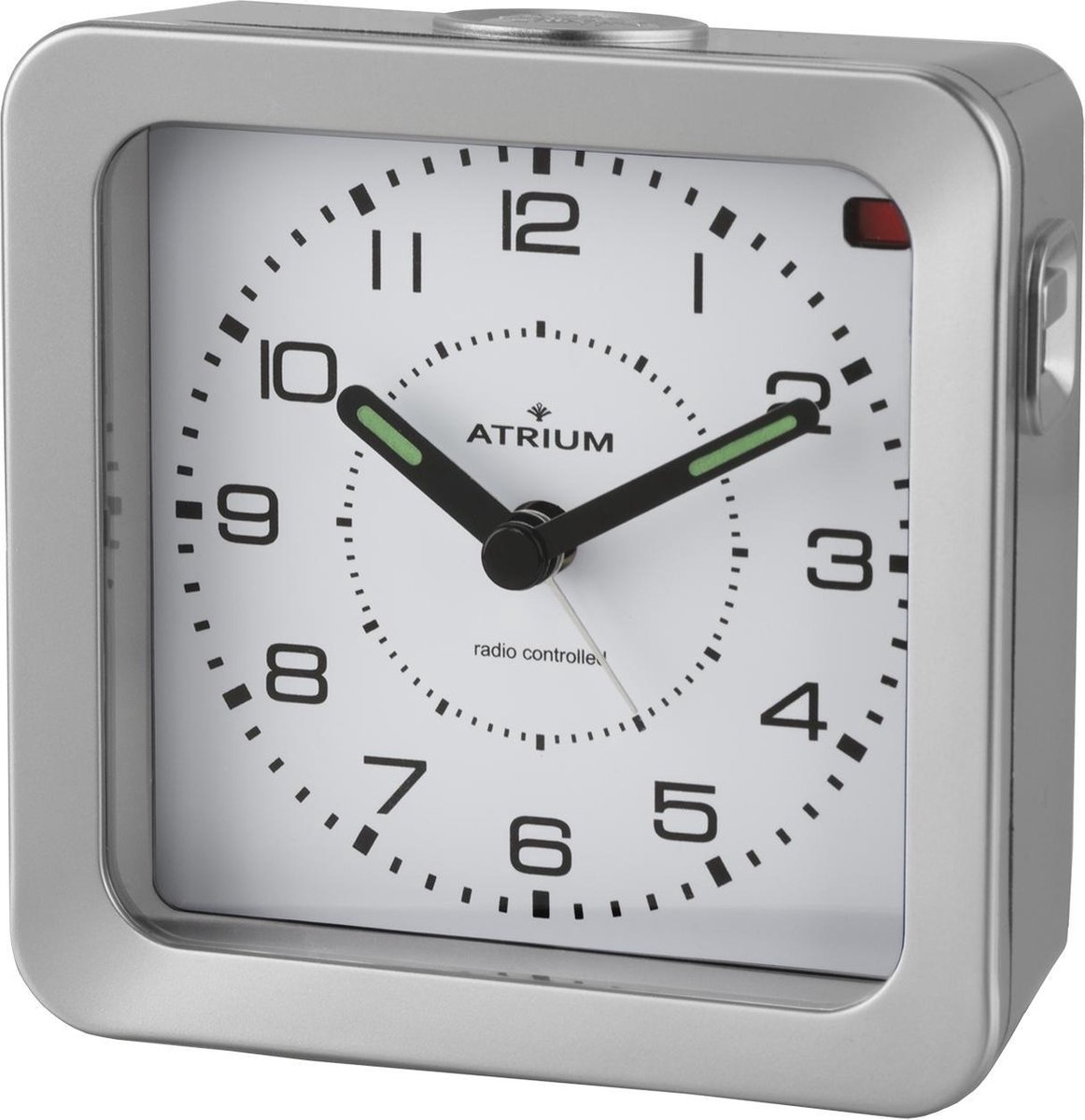 ATRIUM Wekker - Analoog - Radiogestuurd - Alarm - Zilver - Licht - Verlichte wijzers - Opbouwend Alarmsignaal - Snooze - Duidelijk - Quartz uurwerk - A660-19
