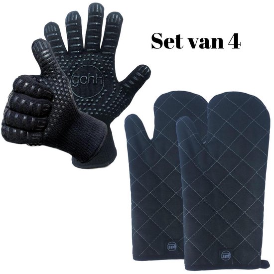 Gohh 2 BBQ Handschoenen (Kevlar-Aramide) en 2 Canvas Ovenwanten | bol.com