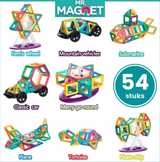 Monumentaal petticoat Haalbaarheid Mr. Magnet 54-delige Magnetische Bouwset - stimuleer creativiteit - voor  kinderen... | bol.com