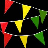 24x Vlaggenlijn rood/geel/groen 10 meter - Carnaval thema feest party festival vlag lijn