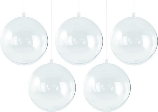 5x Transparante DIY kerstbal 12 cm - Kerstballen om te vullen -  Knutselmateriaal... | bol.com