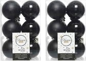 24x Zwarte kunststof kerstballen 6 cm - Mat/glans - Onbreekbare plastic kerstballen - Kerstboomversiering zwart