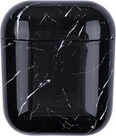 KELERINO. Marmer Case Cover geschikt voor Airpods 1 & 2 - Beschermhoes - Zwart