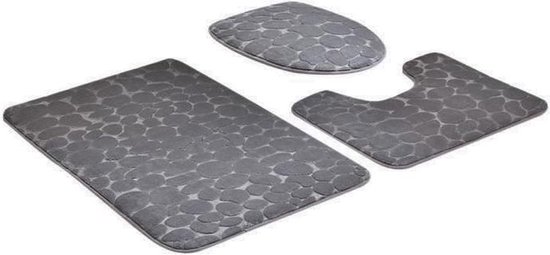 Anti slip badmat set 3 delig grijs (bad mat, wc mat, wc cover) | bol.com