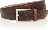 Heren Riem Leer Bruin - 3.5 cm Breed - Broekriem - Nette riem heren - Pantalon Riem - Maat: 95 - Echt Leer - Luxe Croco lederen pantalon riem