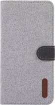 Luxe Samsung Galaxy S10 Wallet Book Case - Grijs - Denim Cover - Spijkerstof Hoes