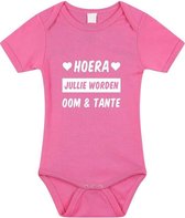 Hoera jullie worden oom en tante tekst baby rompertje roze meisjes - Kraamcadeau - Babykleding 68